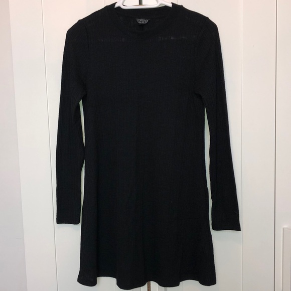 Black Long Sleeve Ribbed Top Shop Dress - Picture 2 of 2